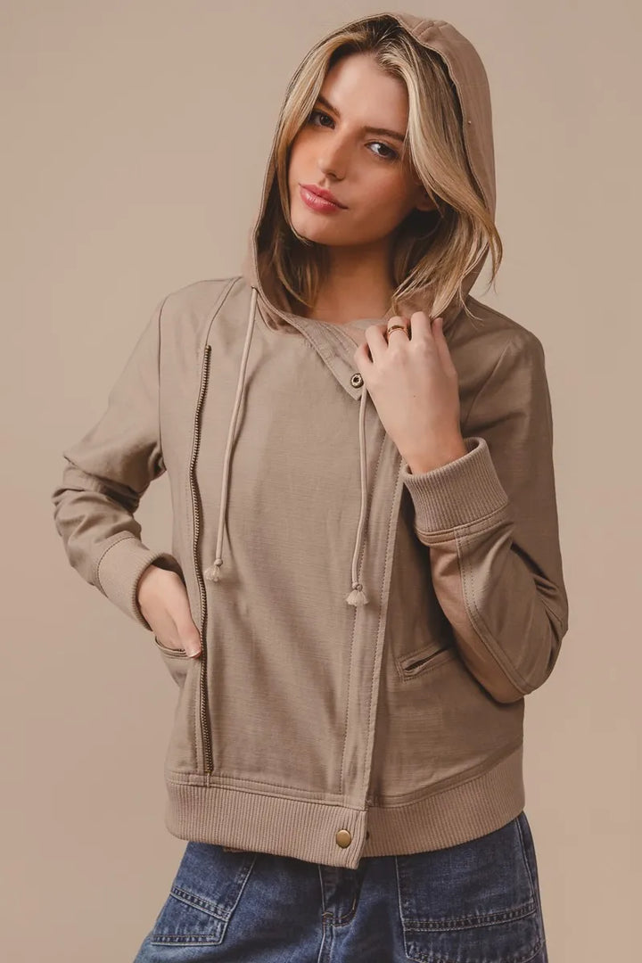 Vintage Latte Bibi Textured Woven Rider Jacket