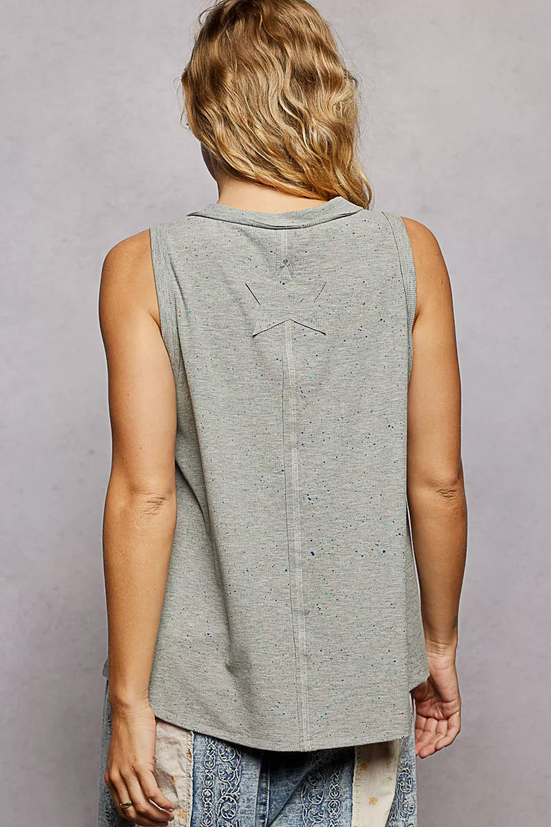 Pol V Neck Ribbed Tank With American Flag Patch And Star Back Patch 4