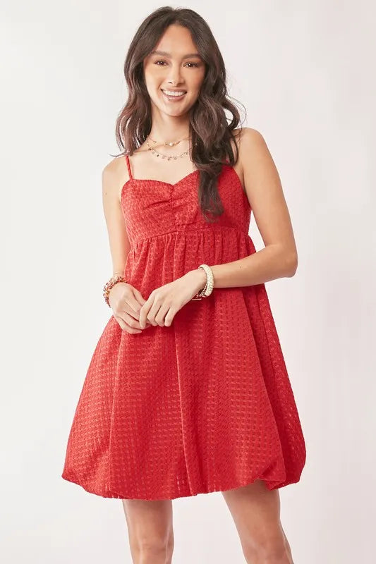 Davi Dani Textured Sweetheart Neckline Bubble Hem Dress