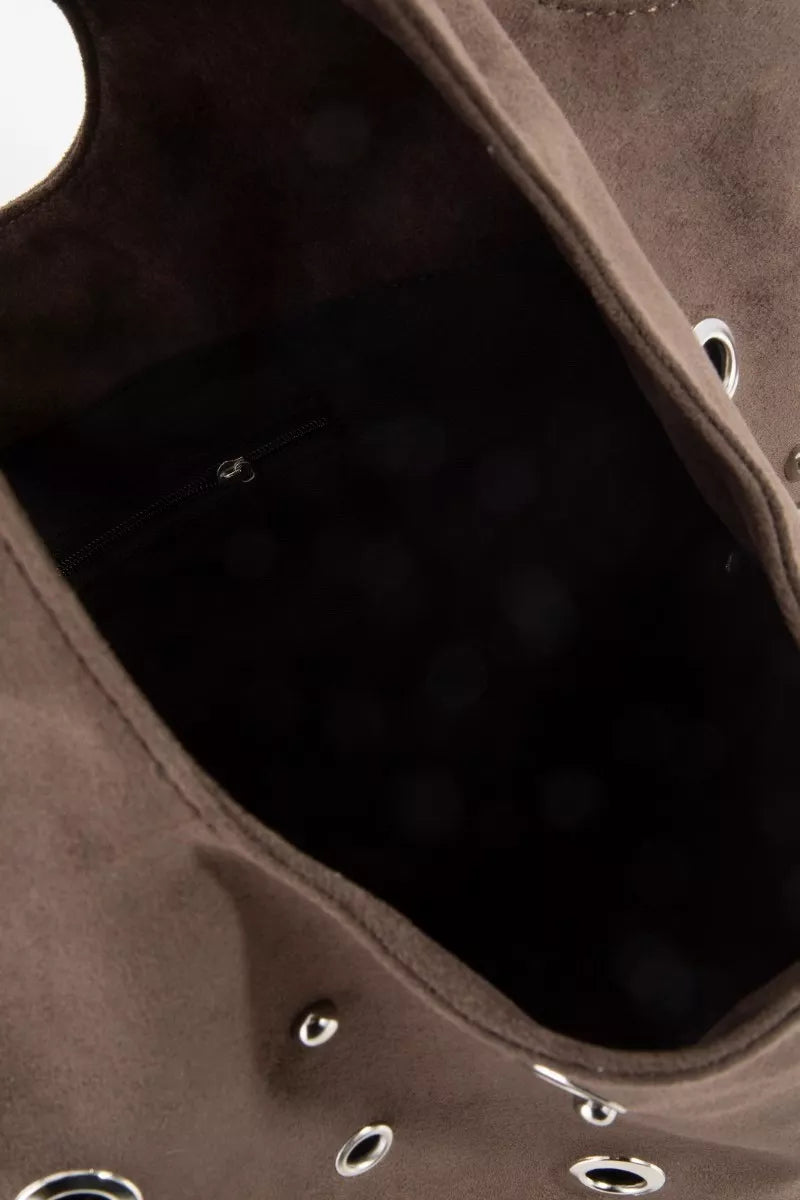 Sbk Fame Large Grommeted Suede Shoulder Bag