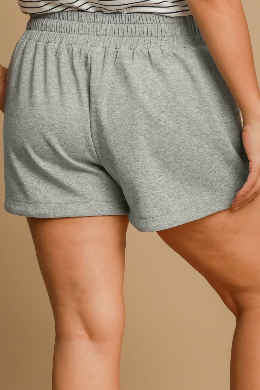 Gray Umgee Full Size Drawstring Sweatshorts With Pockets Plus Size 1