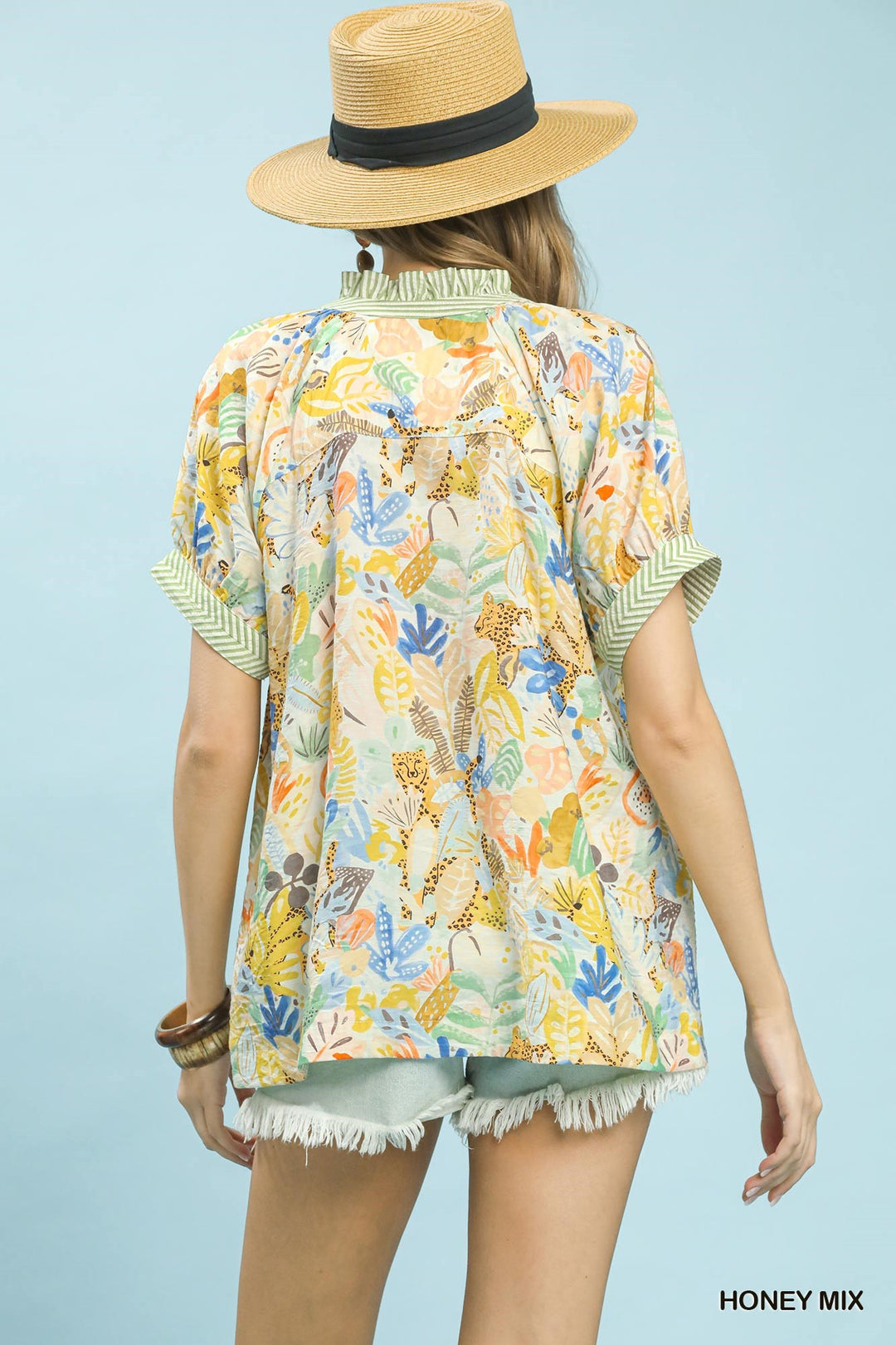 Honey Mix Umgee Mix Boho Printed V Neck Top 1