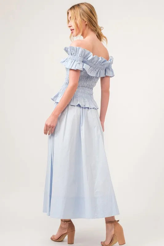 And The Why A Line Flowing Elastic Back Midi Skirt