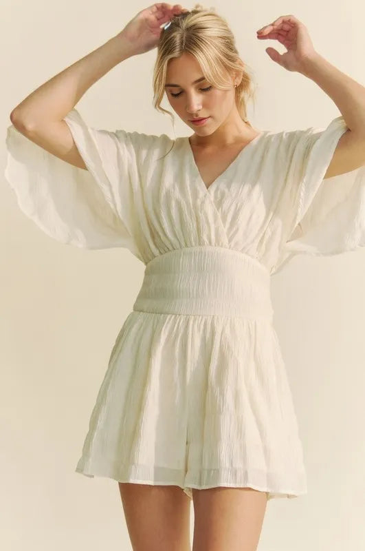 Davi Dani Batwing Sleeve Waist Belt Romper 1