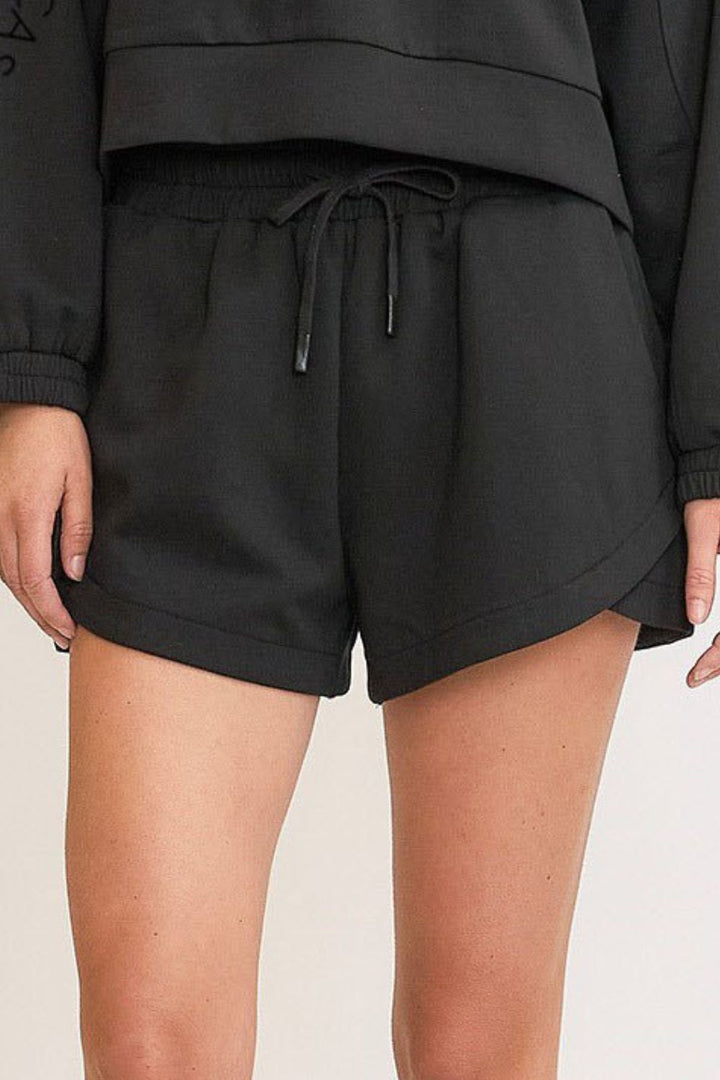 Black Umgee Full Size Drawstring Sweatshorts With Pockets Plus Size