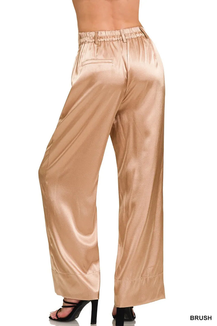 Zenana Wide Leg Satin Pants 1