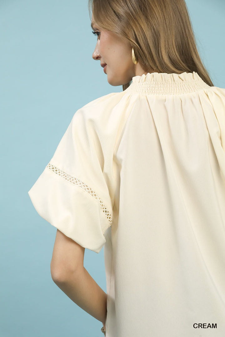 Umgee Lace Trim Peasant Top 1