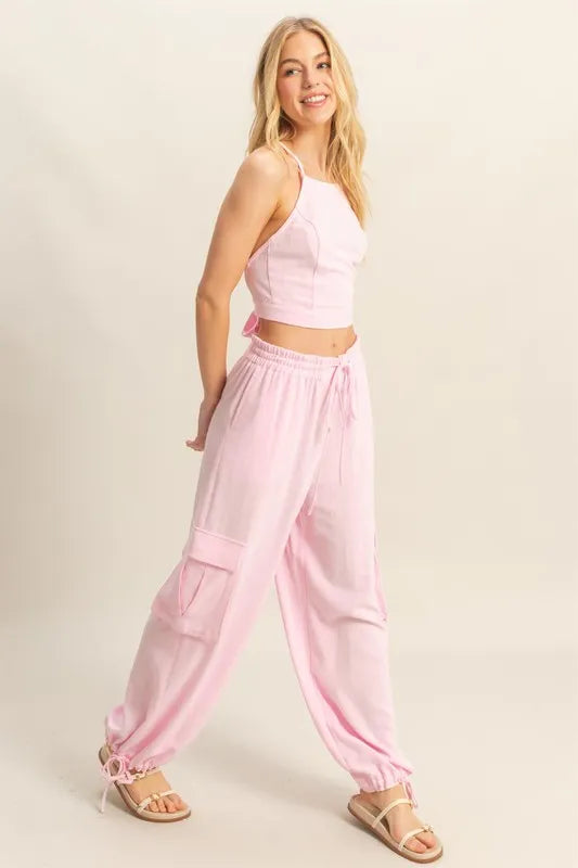 L.Pink Hyfve Crop Top And Cargo Pants Set 3
