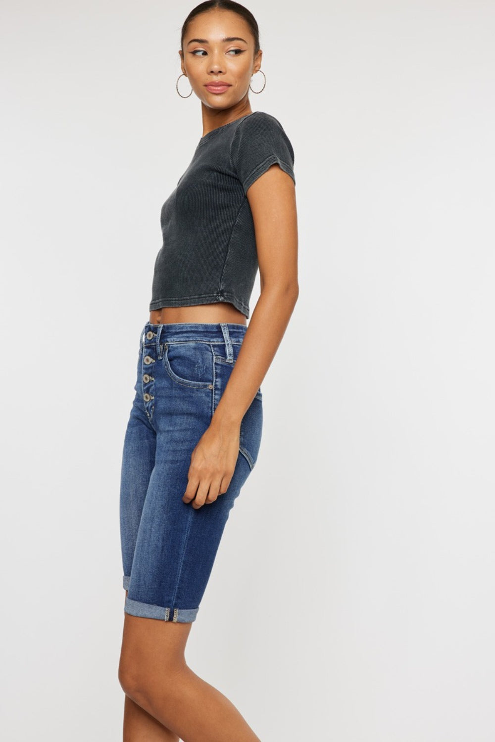 Medium Kancan Full Size Cats Whiskers Button Fly Denim Shorts