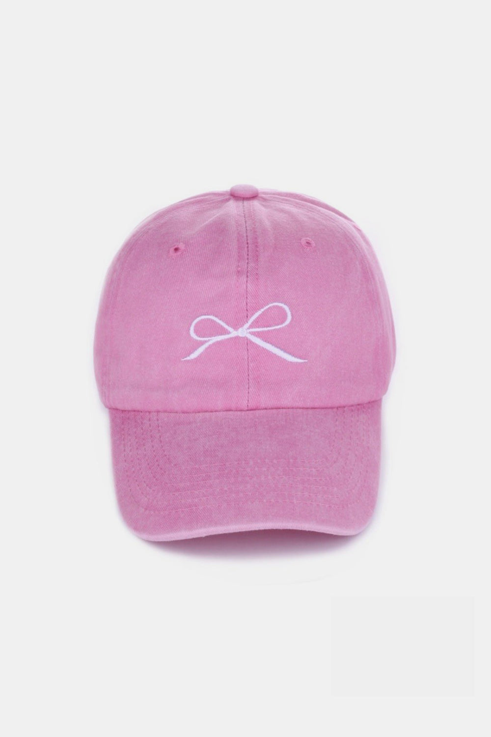 Pink Zenana Bow Embroidered Washed Cotton Caps
