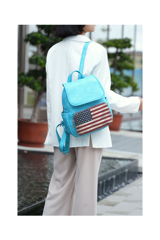 Turquoise Mkf Collection Regina Flag Women Backpack By Mia K