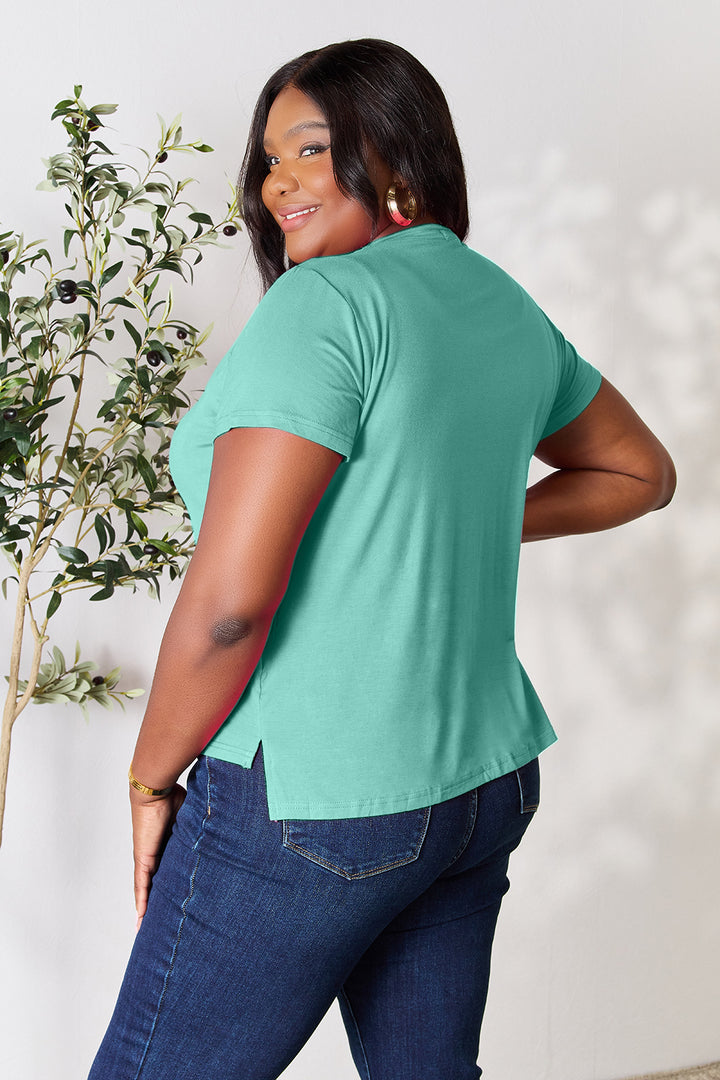 Gray Basic Bae Full Size Round Neck Short Sleeve T Shirt 2