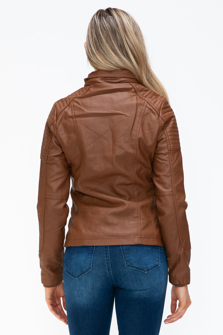 Ymi Removable Faux Layered Multi Pocket Jacket With Fuzzy Hood 2