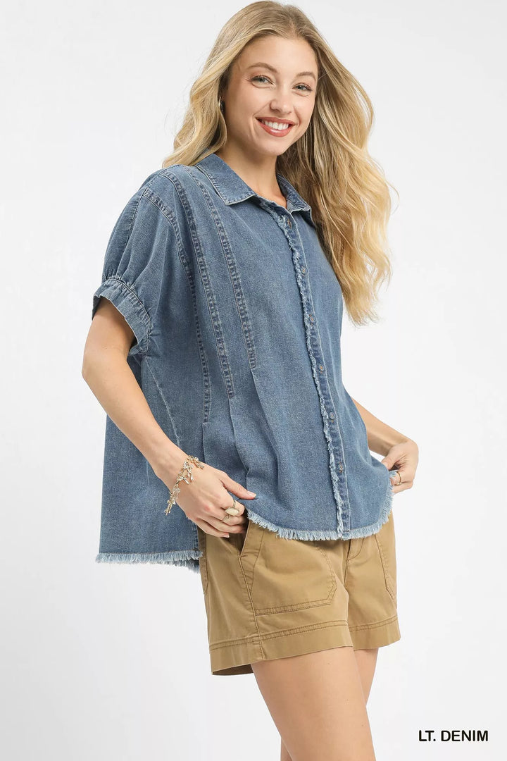 Lt. Denim Umgee Washed Denim Oversized Top