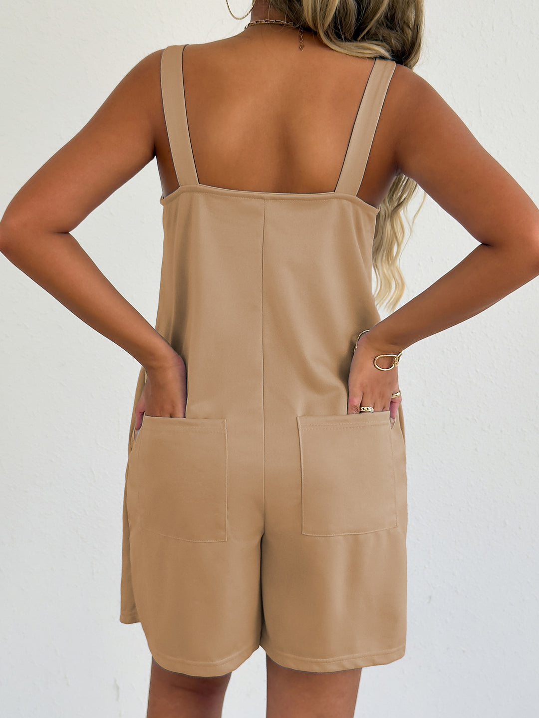 Fuchsia Pink Sleeveless Casual Romper With Side Pockets