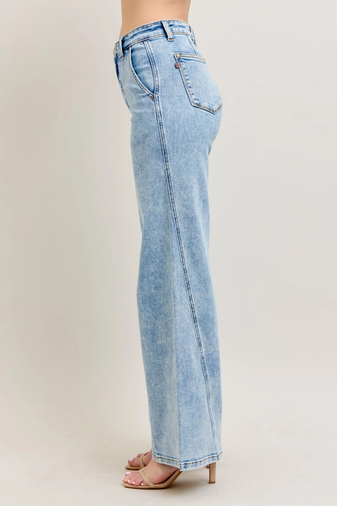 Lt Judy Blue Full Size High Waist Wide Leg Jeans With Skewed Inseam Plus Size