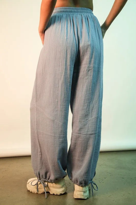 Very J Wide Leg Gauze Solid Pants 1