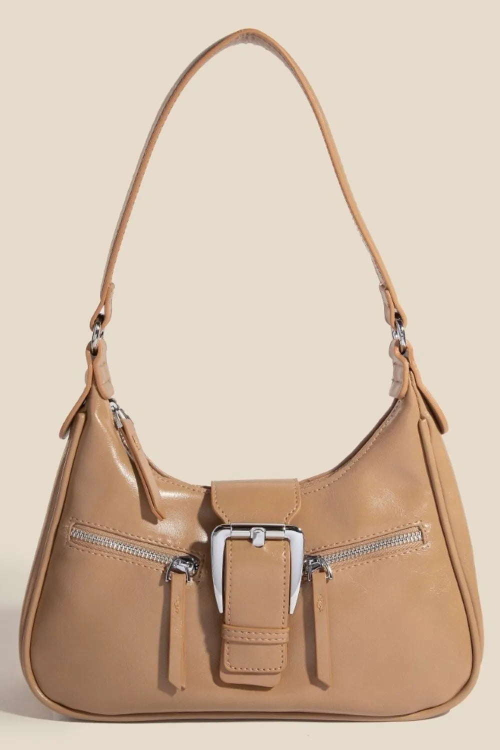 Ka Fame Large Buckle Triple Zipper Hand Bag
