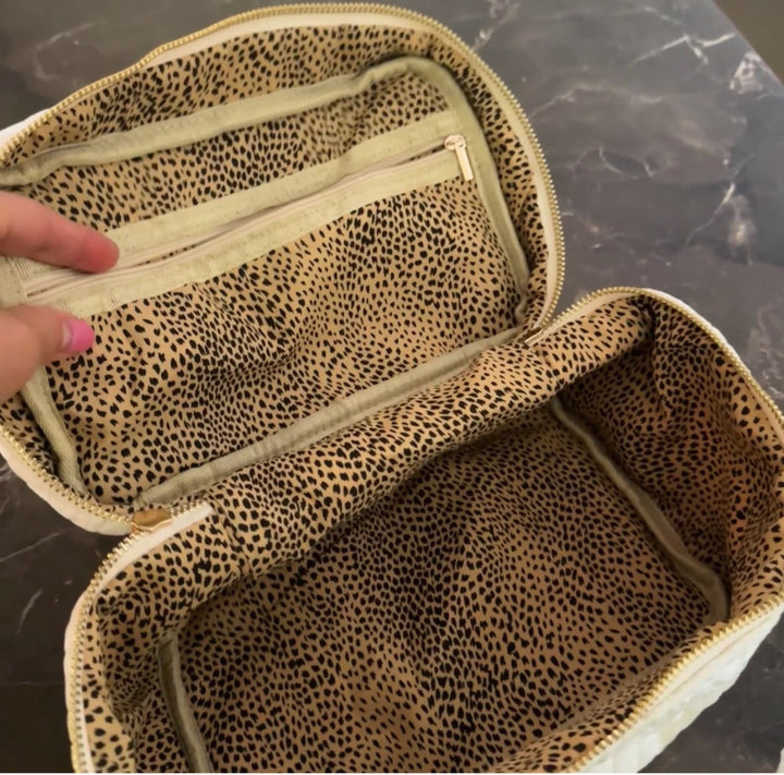 Quilted Velvet Vanity Case Spacious Vintage Insp