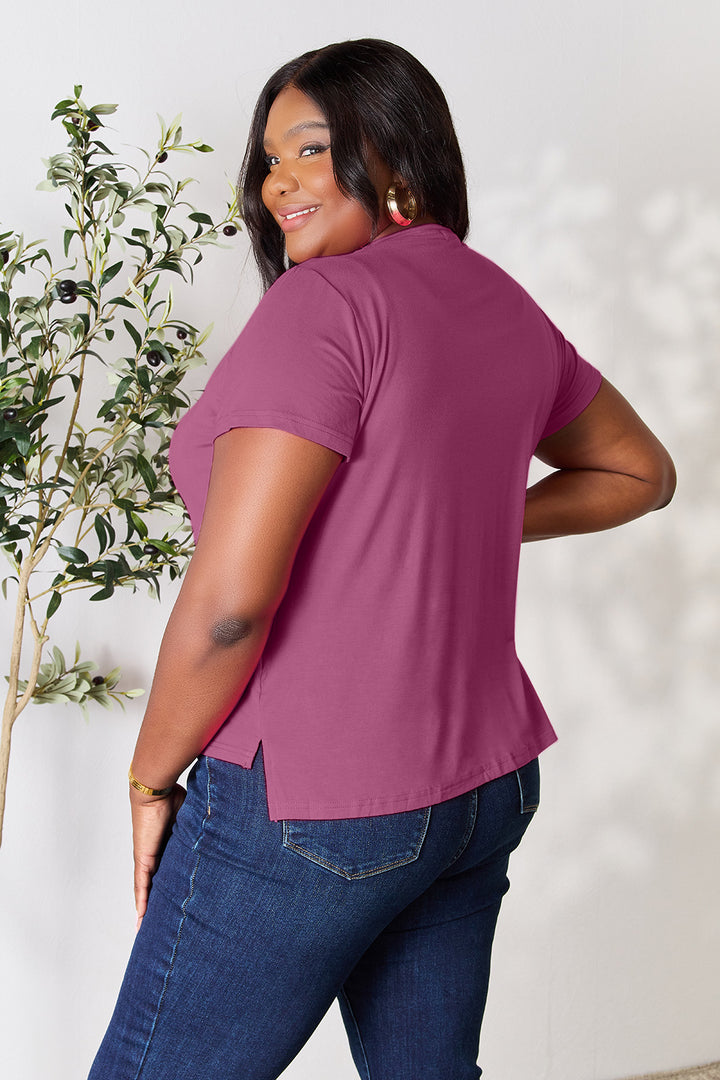 Green Basic Bae Full Size Round Neck Short Sleeve T Shirt 1