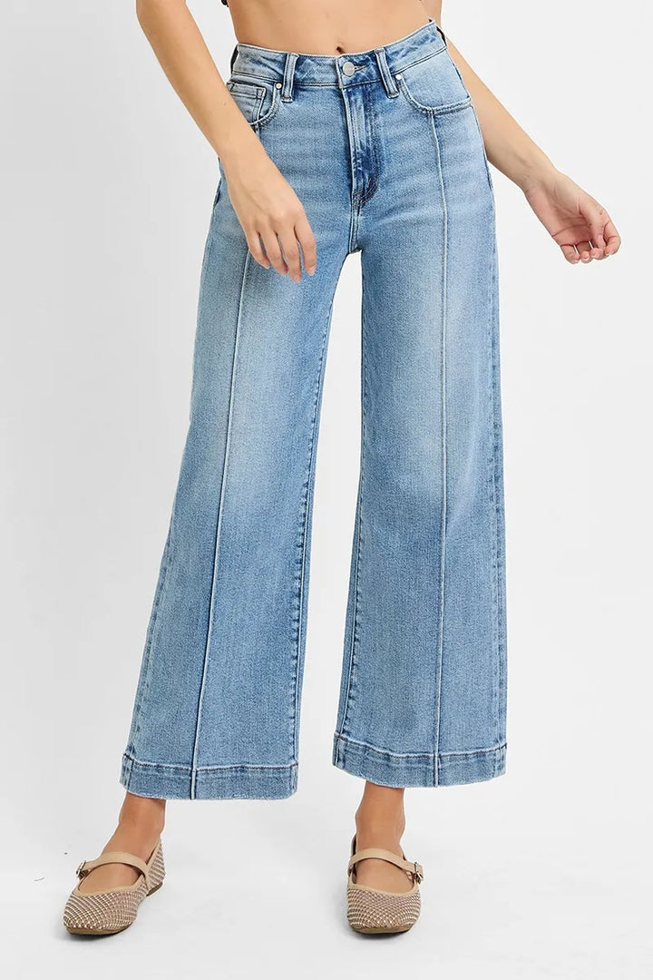 Light Risen Full Size High Rise Crop Wide Leg Jeans Plus Size