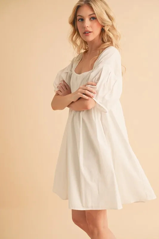 Aemi Co Square Neck Babydoll Dress With Pockets 1