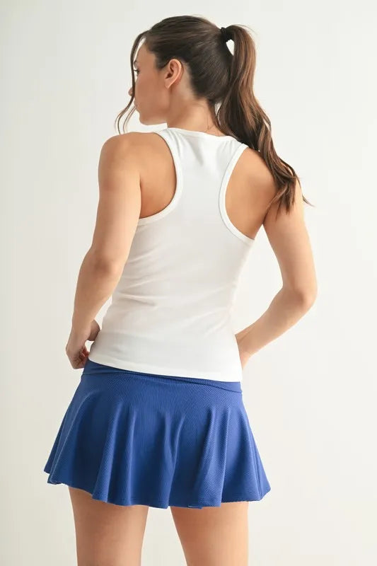 Basic White Mono B Slim Fit Scoop Neck Tank