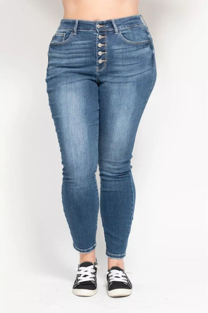 Md Judy Blue Full Size High Rise Button Fly Skinny Jeans Plus Size