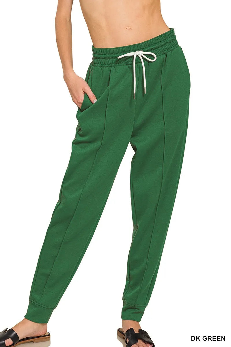 Dk Green Zenana Drawstring Scuba Sweatpants With Pockets 2