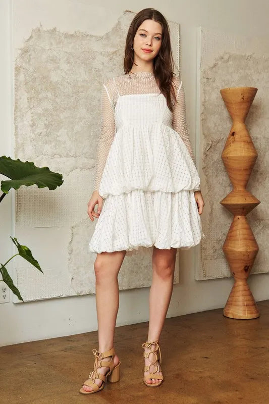 Davi Dani Checker Print Side Pockets Textured Mini Dress