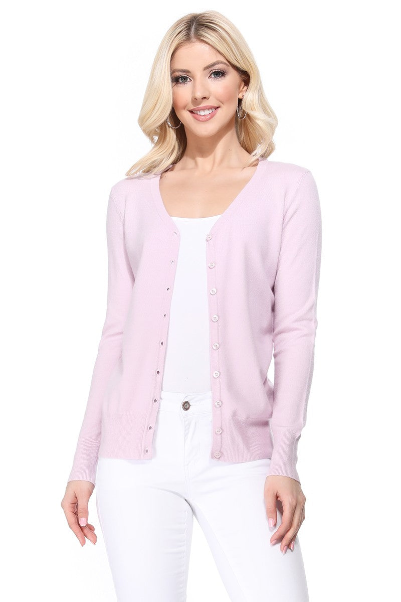 Black Womens V Neck Button Down Knit Cardigan Sweater