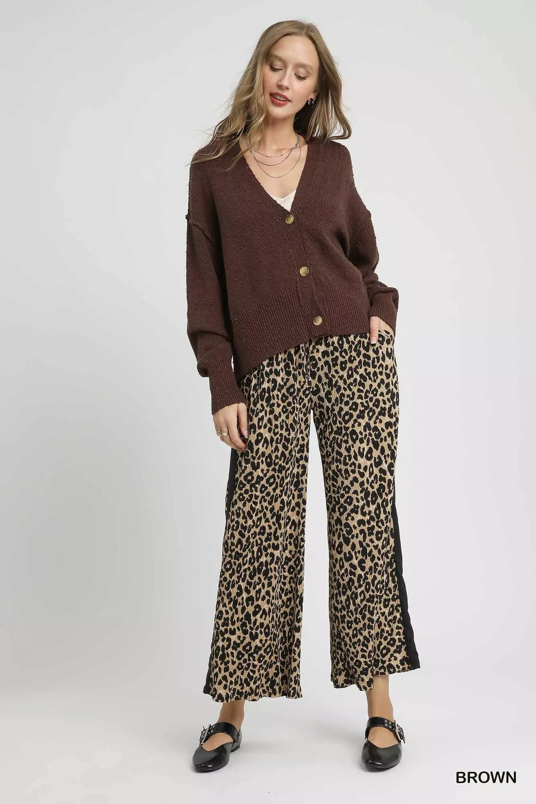 Umgee Button Front V Neck Knit Cardigan 1