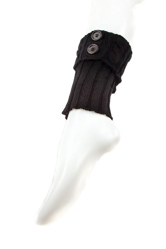 IVORY/IVIV Button Knitted Winter Leg Warmers