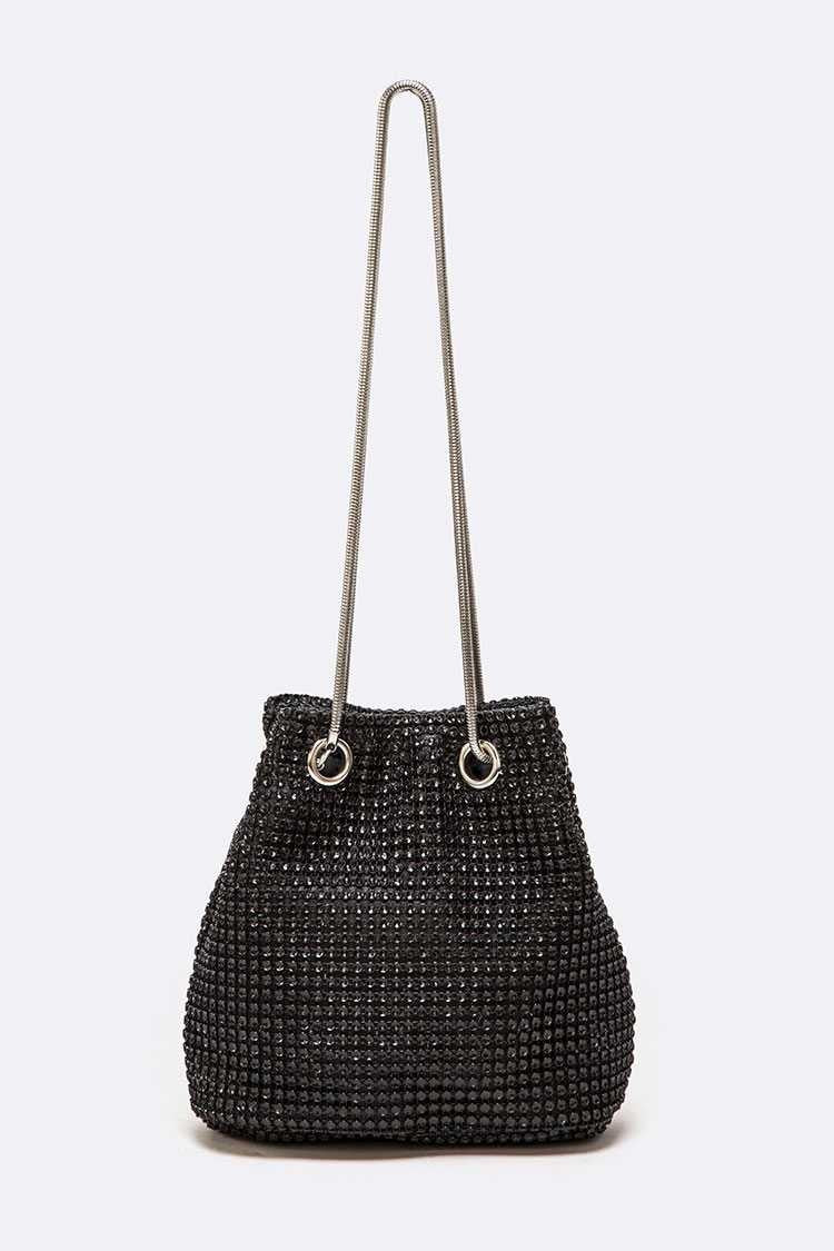 Silver Rhinestone Mesh Mini Convertible Formal Swing Bag