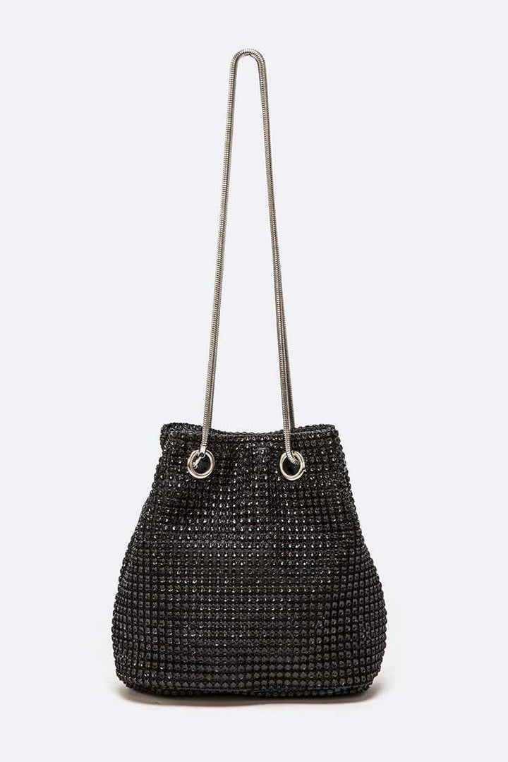 Silver Rhinestone Mesh Mini Convertible Formal Swing Bag