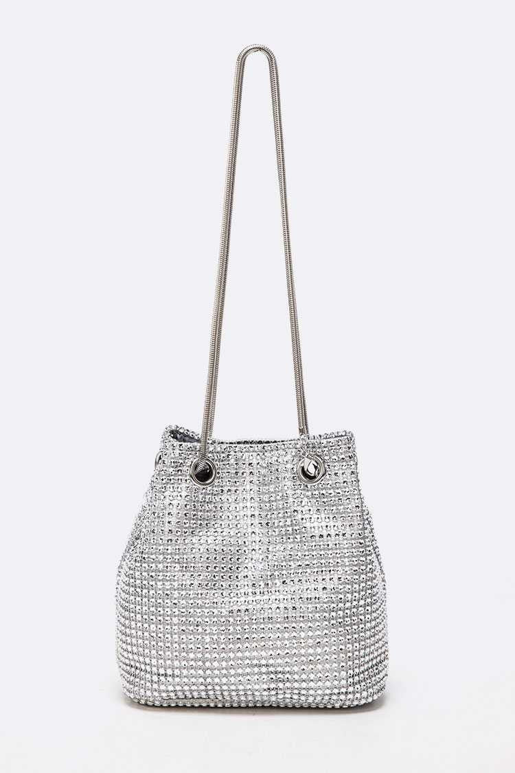 Black Rhinestone Mesh Mini Convertible Formal Swing Bag
