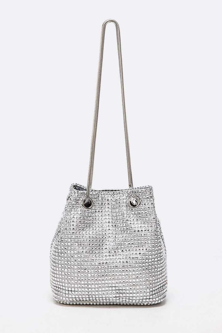 Black Rhinestone Mesh Mini Convertible Formal Swing Bag