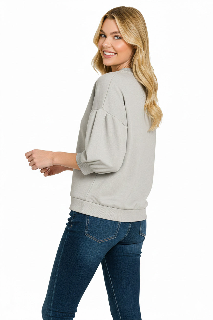 Lt Grey Zenana Scuba Dolman Sleeve Sweatshirt 4