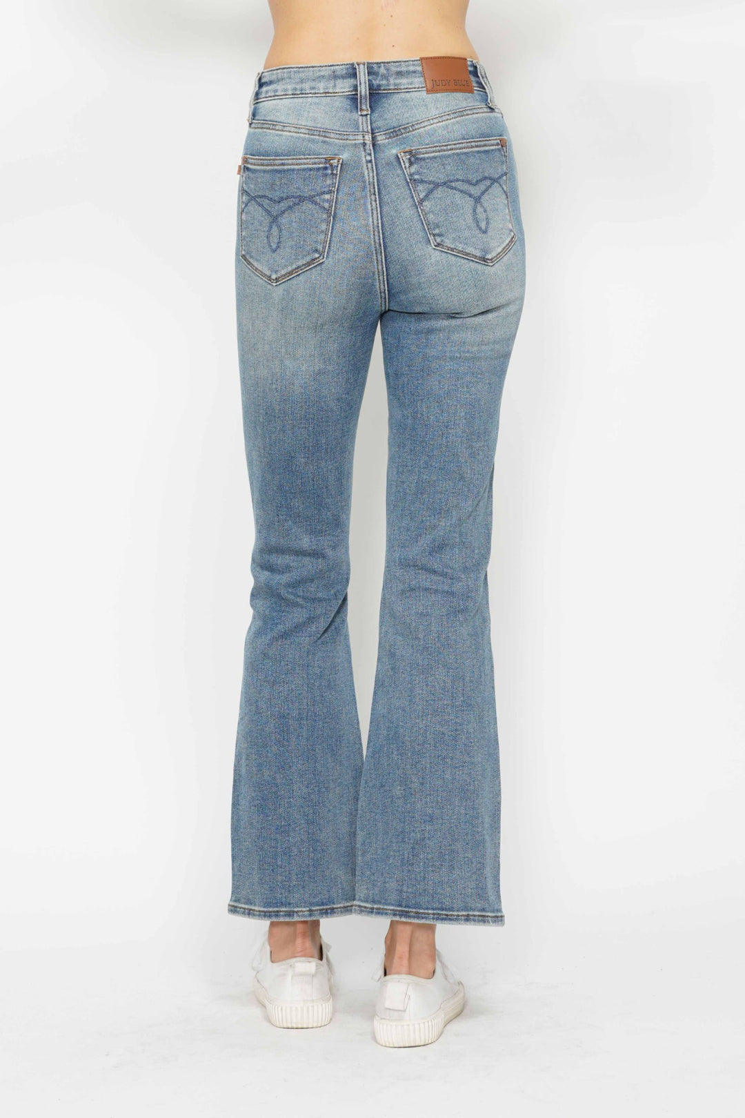 LONG INSEAM Judy Blue Full Size Tummy Control Back Embroidered Pocketed Bootcut Jeans Plus Size