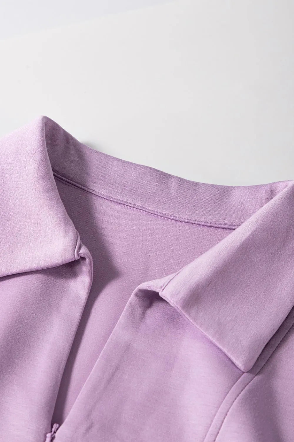 Short Sleeve Zipper Collared Elastic High Waist Romper