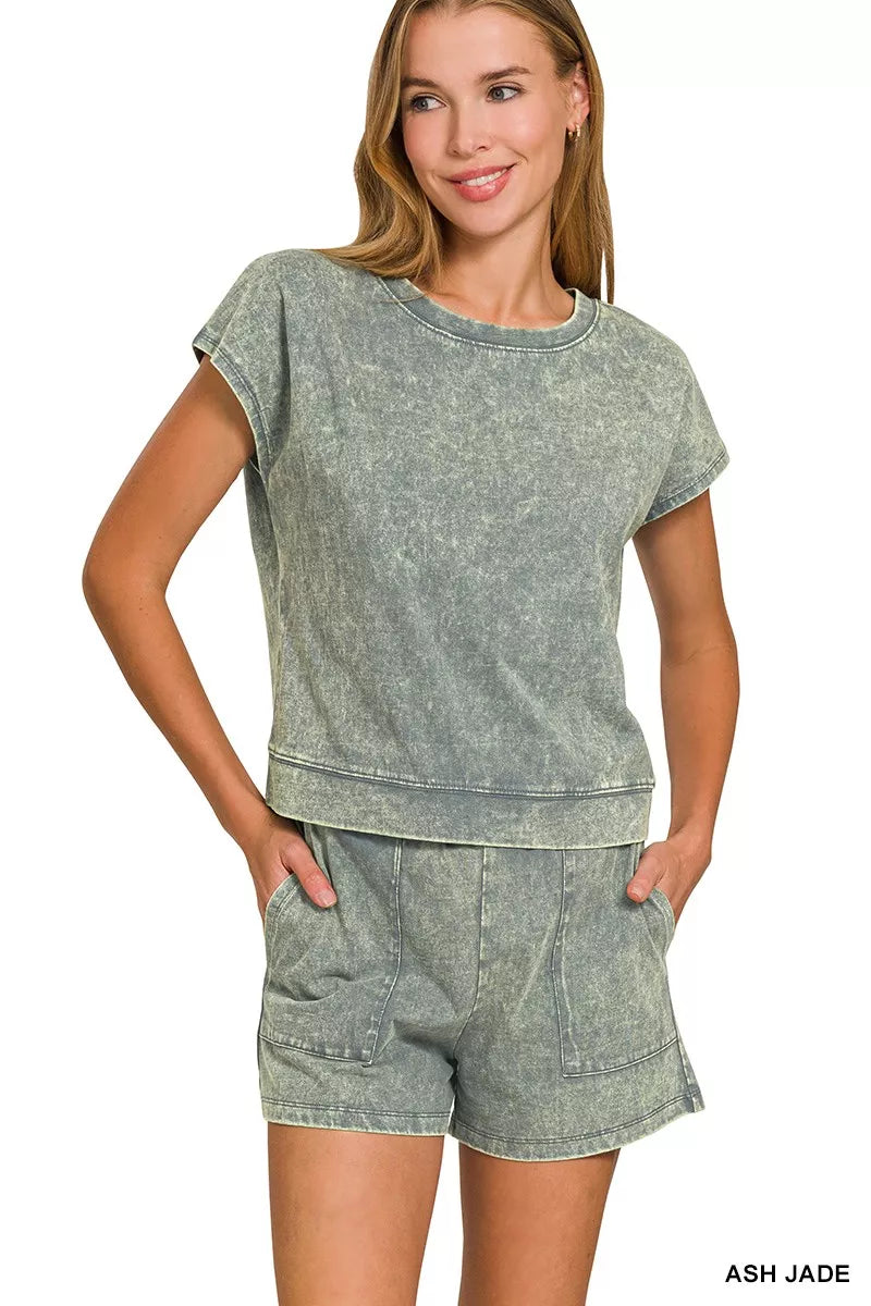 Ash Jade Zenana Premium Cotton Washed Sleeveless Top Shorts Set 4