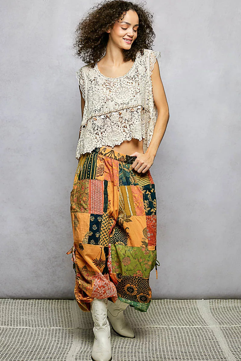 Pol Lace Trim Openwork V Neck Crochet Tank With Scalloped Edge