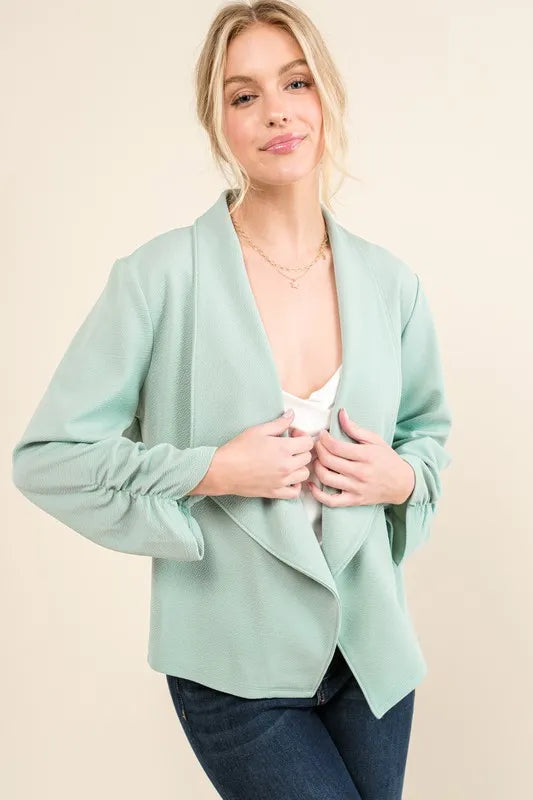 And The Why Stretch Non Wrinkled Basic Open Front Blazer