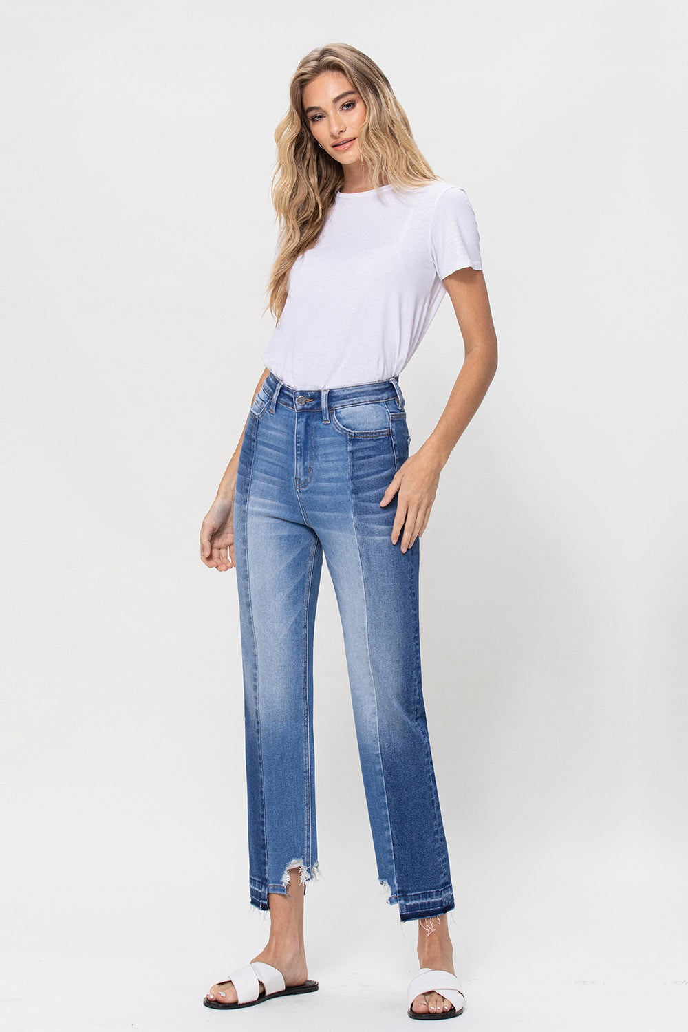 Super High Rise Straight W Contrast And Hem Detail