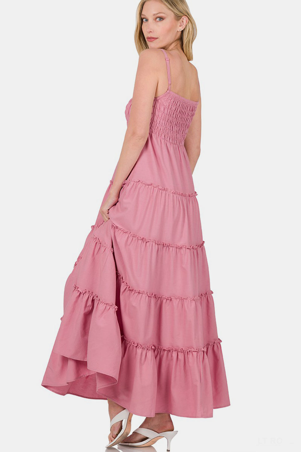 Ltrose Zenana Woven Smocked Tiered Cami Maxi Dress