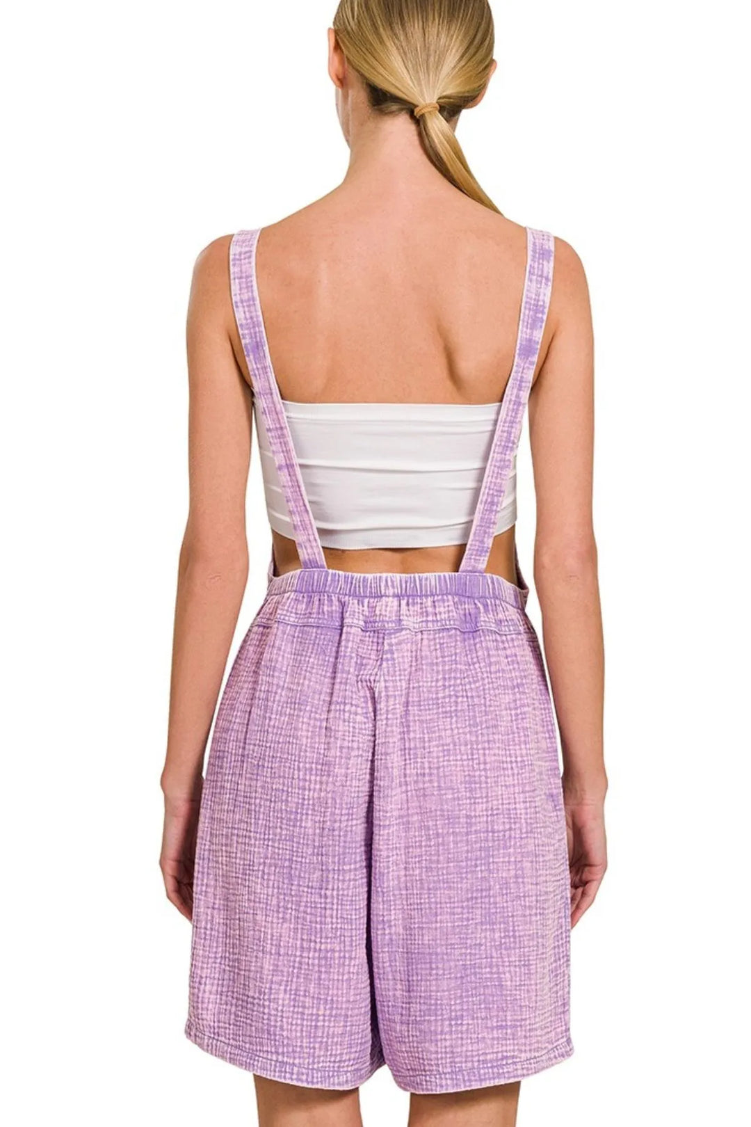 Lavender Zenana Woven Double Gauze Acid Washed Romper 6