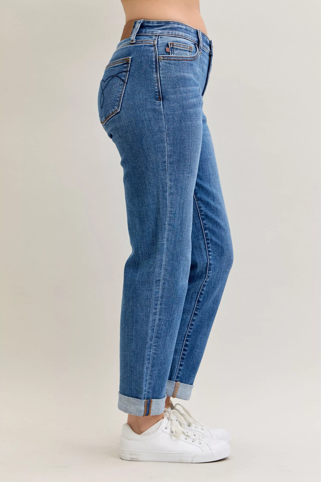 Md Judy Blue Full Size Mid Rise Bf Classic Cuffed Jeans Plus Size