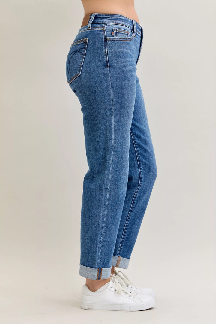 Md Judy Blue Full Size Mid Rise Bf Classic Cuffed Jeans Plus Size