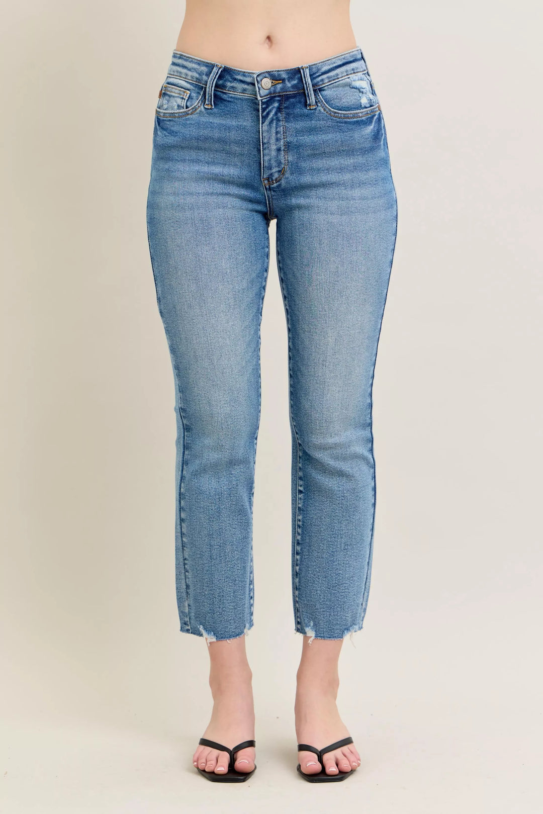 Md Judy Blue Mr Vintage Wash Destroy Hem Kick Flare Jeans