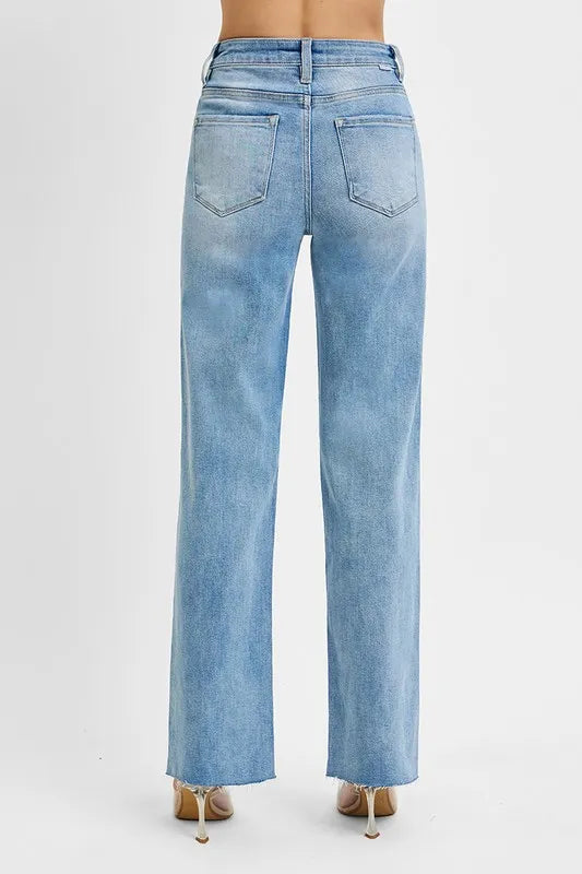 Light Risen Tummy Control Rise Straight Jeans